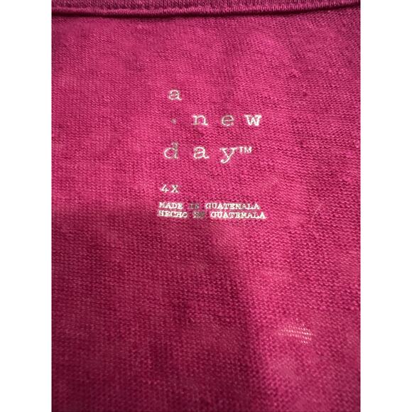 A New Day Linen V Neck Twist Short Sleeve Top Pink Women 4X - Picture 4 of 5